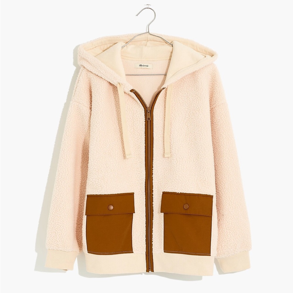 Madewell (Re)sourced Fleece Hooded Zip Jacket Size M NWD $128 NB514